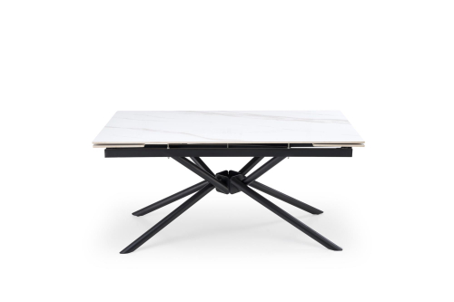 VITORINO stół rozkładany, blat - biały marmur, nogi - czarny
