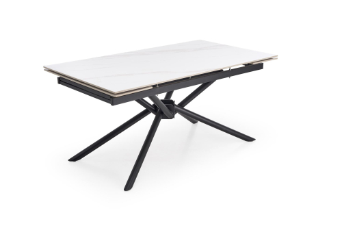 VITORINO stół rozkładany, blat - biały marmur, nogi - czarny