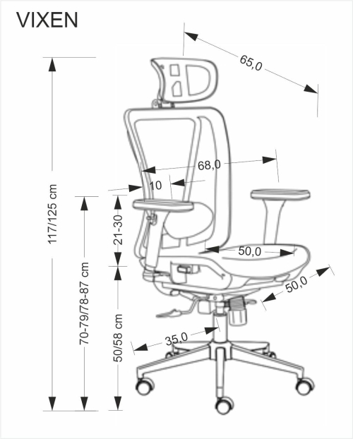 VIXEN fotel biurowy obrotowy czarny