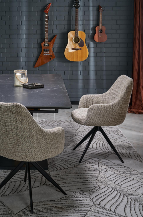 VOLANT 160 stół rozkładany, blat - czarny marmur, nogi - dąb złoty / czarny