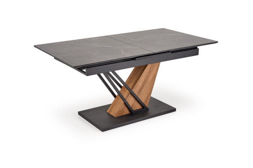 VOLANT 160 stół rozkładany, blat - czarny marmur, nogi - dąb złoty / czarny
