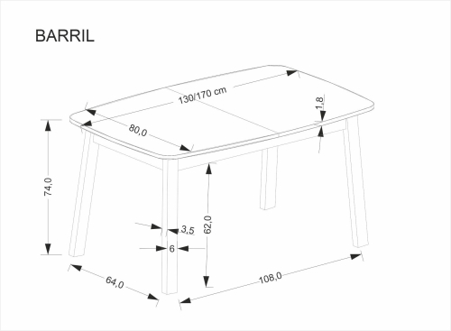 BARRIL stół rozkładany 130-170x80x72 cm dąb artisan/czarny