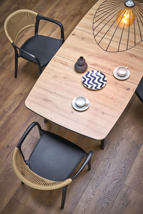 BARRIL stół rozkładany 130-170x80x72 cm dąb artisan/czarny