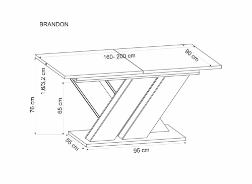 BRANDON stół rozkładany 160-200/90 cm kaszmir/dąb cremona