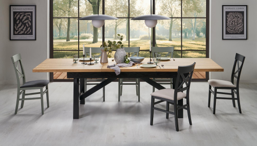 FIESTA stół rozkładany 200-280x100x77 cm dąb naturalny/czarny