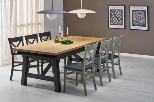 FIESTA stół rozkładany 200-280x100x77 cm dąb naturalny/czarny