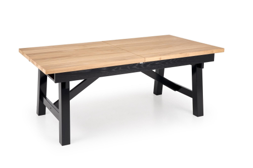 FIESTA stół rozkładany 200-280x100x77 cm dąb naturalny/czarny