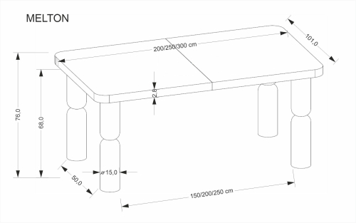 MELTON stół rozkładany 200-300x101x76 cm jasny orzech