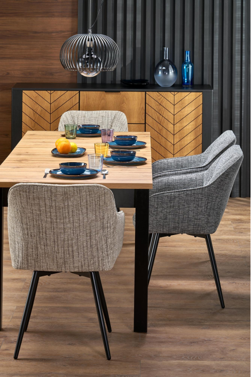 QUBIK stół rozkładany 80-200/80/76 cm dąb artisan/czarny