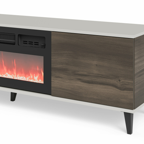 RANDOM 2 RTV-K szafka RTV 180 cm z kominkiem kaszmir / orzech / czarny