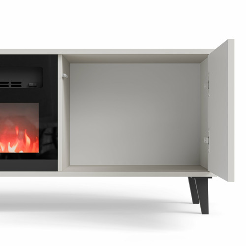 RANDOM 2 RTV-K szafka RTV 180 cm z kominkiem kaszmir / orzech / czarny