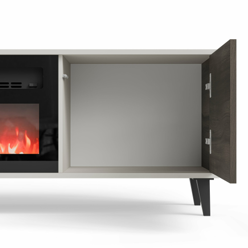 RANDOM 2 RTV-K szafka RTV 180 cm z kominkiem kaszmir / orzech / czarny