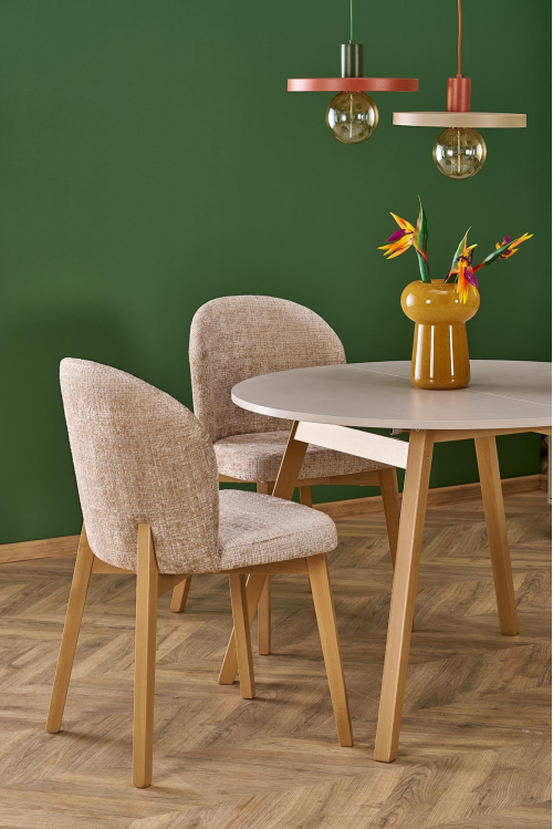 RUBEN stół kolor blat - kaszmir, nogi - naturalny (102-142x102x75 cm)