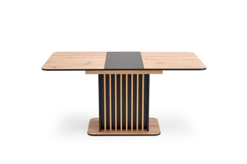 WILSON stół rozkładany, blat - dąb artisan / czarny, nogi - dąb artisan / czarny