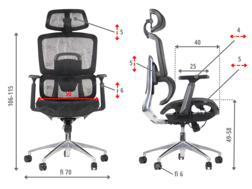 ErgoNew A1 Fotel biurowy obrotowy siedzisko siatkowe