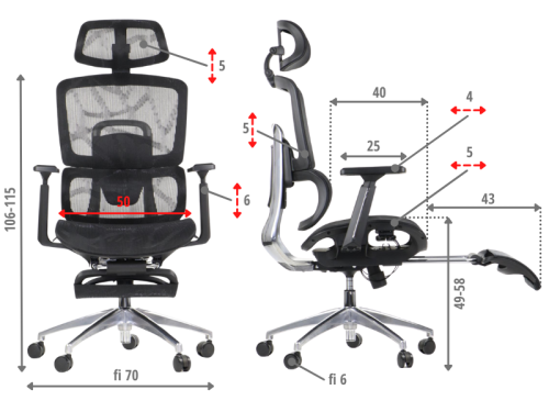 ErgoNew A1F Fotel biurowy obrotowy z zagłówkiem i podnóżkiem