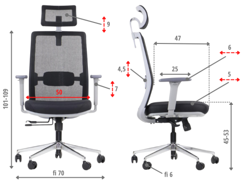 CUTLER GF  Fotel biurowy obrotowy czarny