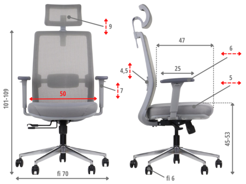 CUTLER GF Fotel biurowy obrotowy szary