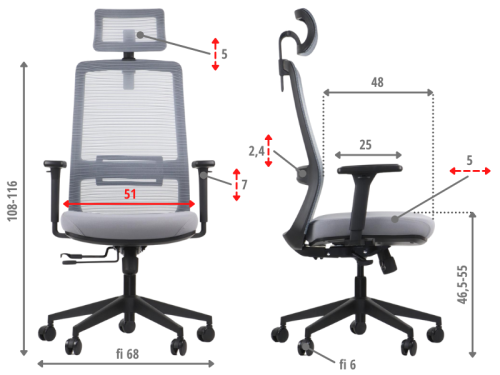 WISTER Fotel biurowy obrotowy szary