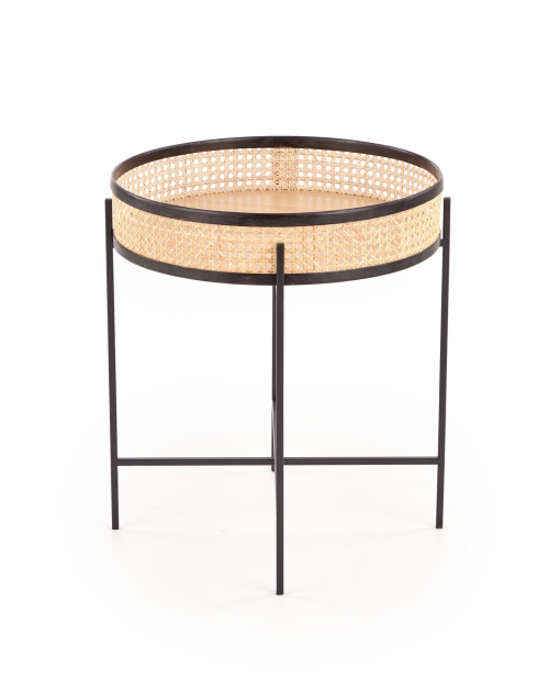 LANIPA ława czarny / rattan naturalny