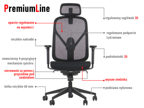 LARCK Fotel biurowy obrotowy czarny zgodny z BHP