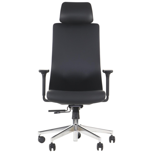 AKCENT PU Fotel biurowy obrotowy/czarny podstawa chromowana