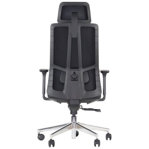 AKCENT PU Fotel biurowy obrotowy/czarny podstawa chromowana