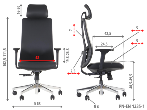 AKCENT PU Fotel biurowy obrotowy/czarny podstawa chromowana