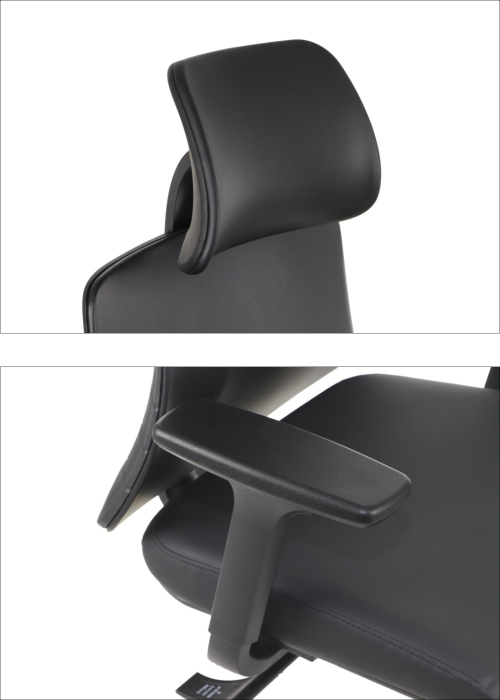 AKCENT PU Fotel biurowy obrotowy/czarny podstawa chromowana