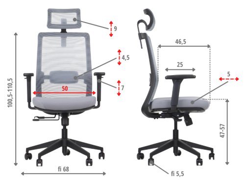 Fotel biurowy obrotowy CUTLER 2 szary