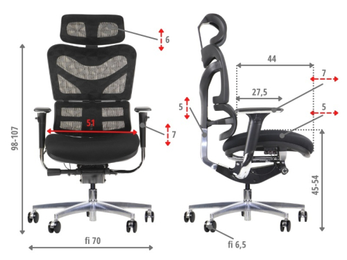Fotel biurowy obrotowy ErgoNew S7 - 2 siedzisko tkaninowe