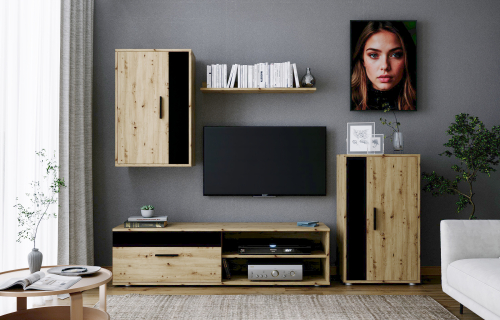 BENSON zestaw, kolor: dąb artisan - czarny