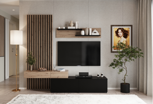 CAMINO zestaw mebli, kolor: dąb artisan - czarny