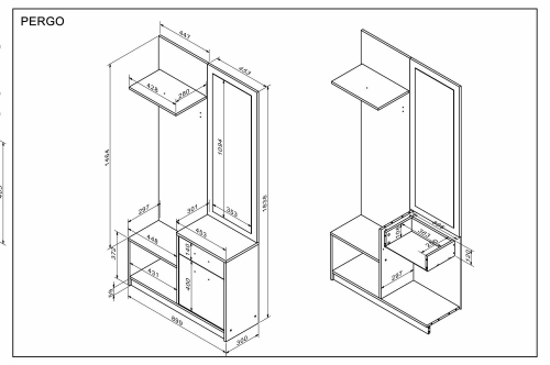 PERGO przedpokój, kolor: dąb artisan