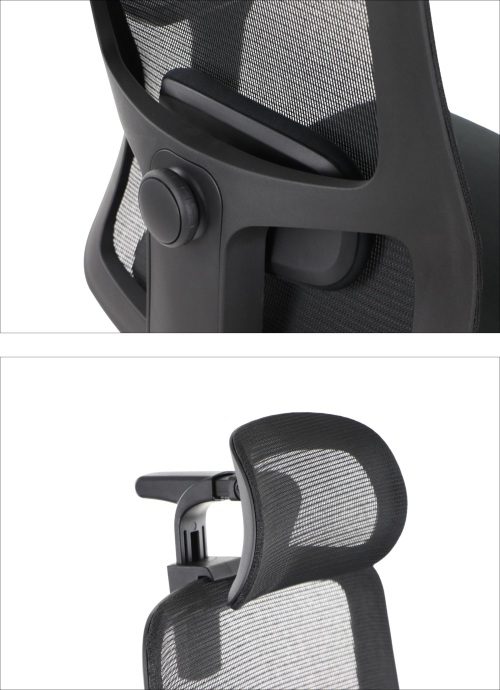 XELO M Fotel biurowy obrotowy oparcie siatkowe czarny, wysuw siedziska, podłokietniki 3D