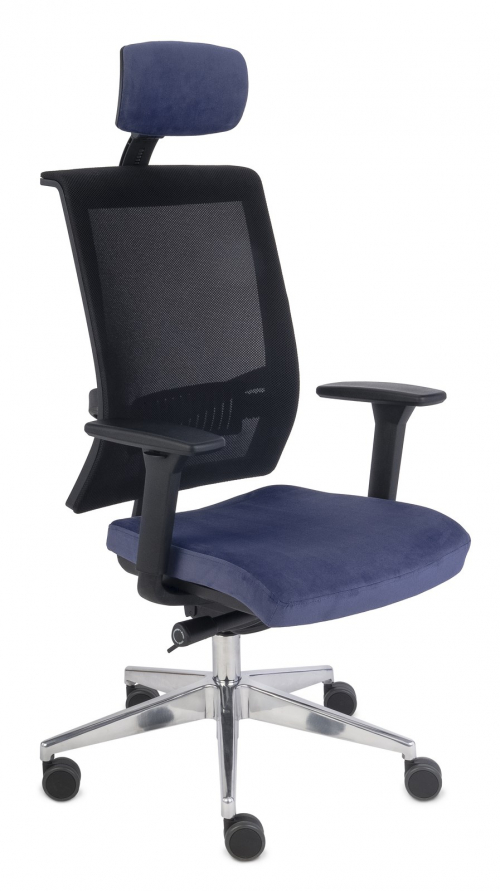 Fotel biurowy LEVEL BS HD black/chrome - z zagłówkiem