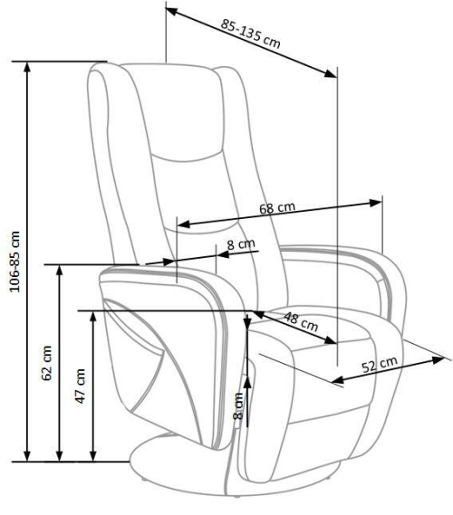 PULSAR recliner fotel z funkcją masażu i podgrzewania popielaty