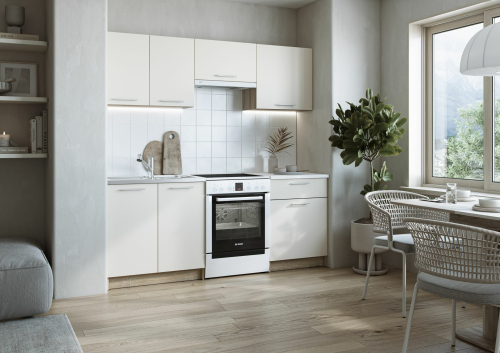 MARIJA 200 kuchnia zestaw korpus: dąb sonoma, fronty: waniliowe